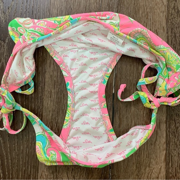 Lilly Pulitzer Womens green/ pink chin chin elephant printed tie bikini set S - Picture 6 of 11